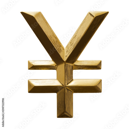 Three-dimensional Golden Currency Symbol, RMB and Yen Logo, Financial Management Concept, Wealth Investment Background Image