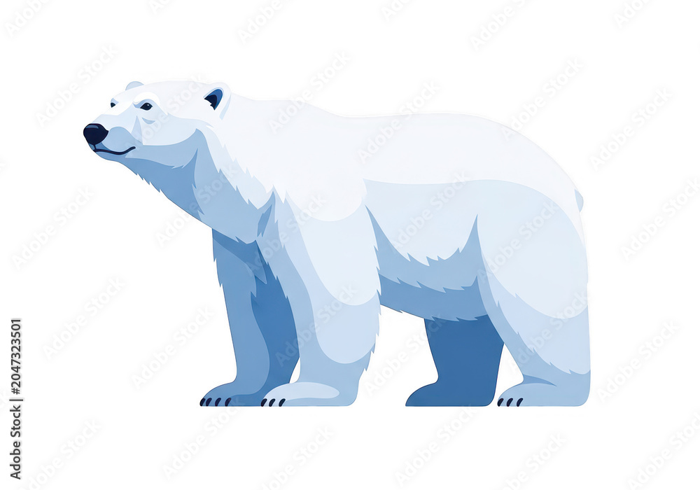 Fototapeta premium A simple pixel art illustration of a standing polar bear in a side profile view isolated on transparent background