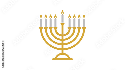 Tableau sur toile Golden Menorah with Lit Candles 10.