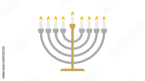 Slika na platnu Menorah with nine lit candles 7.