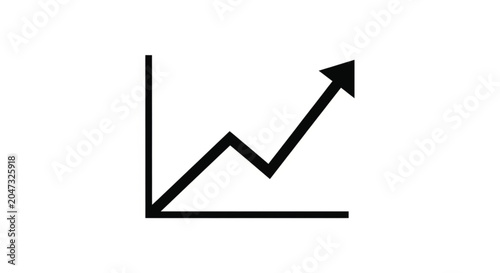 Bilde på lerret Black line graph with arrow.