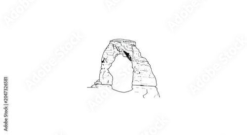 Fotografie Large Rock Arch Formation Closeup View.