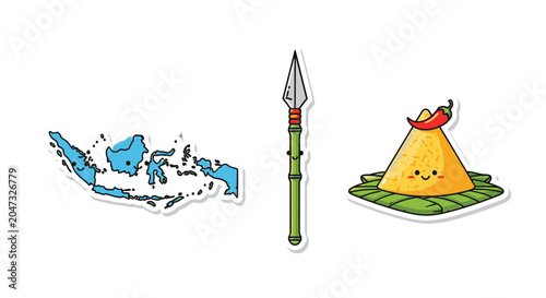 Obraz na plátně Tropical Island Food and Spear.