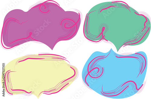 light colors creative speech bubbles with swirled abstract outline