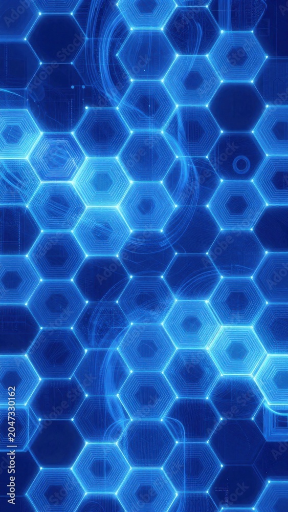 Obraz premium neon blue hexagon pattern background