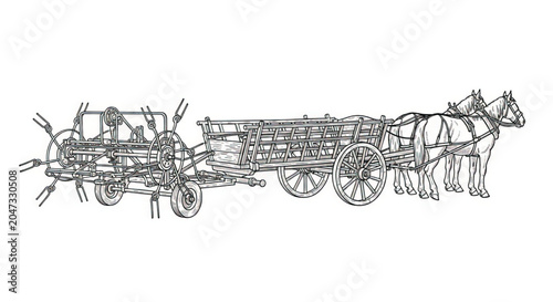 Vintage Horse Drawn Farm Wagon.