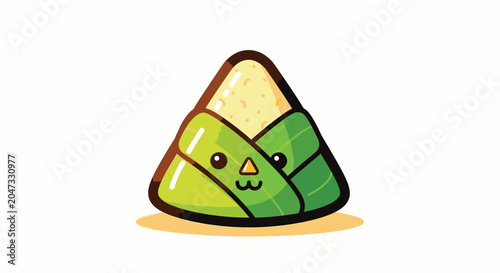 Obraz na płótnie Cute Triangle Shaped Food Cartoon Character.