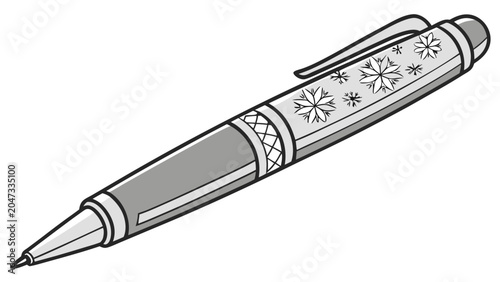Elegant fountain pen with detailed snowflake engraving fountain stationery