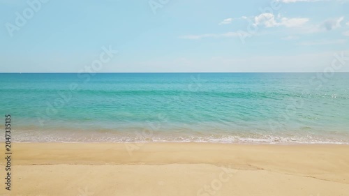 Summer sea in sunny day beautiful Tropical seashore scenic off phuket beach phuket thailand with wave crashing on sandy shore Amazing travel and tour background Copy space
