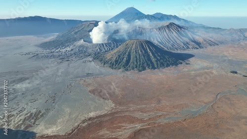 Amazing Mount Bromo volcano during sunrise or sunset sky over Mountains Penanjakan in Bromo Tengger Semeru National Park,East Java,Indonesia,Landscape background