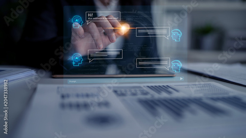 Foto AI chatbot interface facilitates communication, chatbot, and AI interaction for