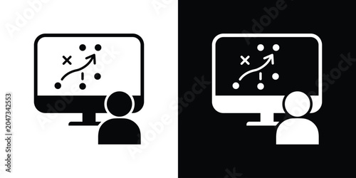 Tableau sur toile Person studying game plan on laptop screen