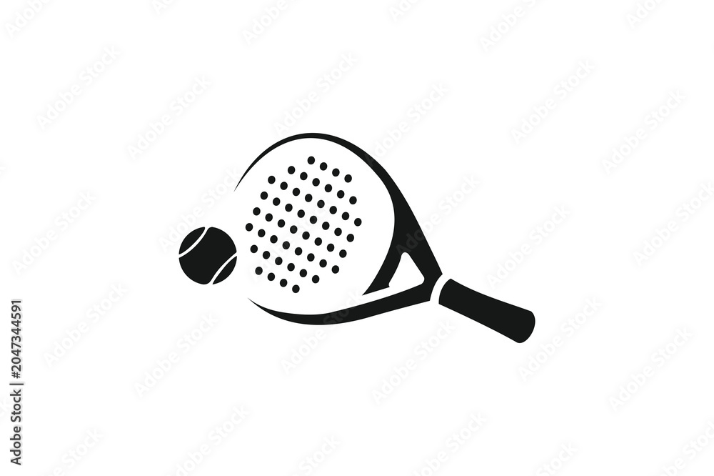 Naklejka premium Padel logo, Padel Racket and Ball Vector Logo Icon Design for Sports Club and Tournament