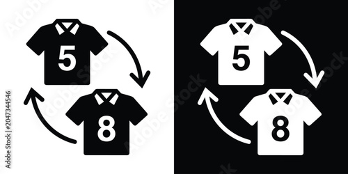Billede på lærred Football player substitution vector icon featuring jersey number 5 and 8 with arrows
