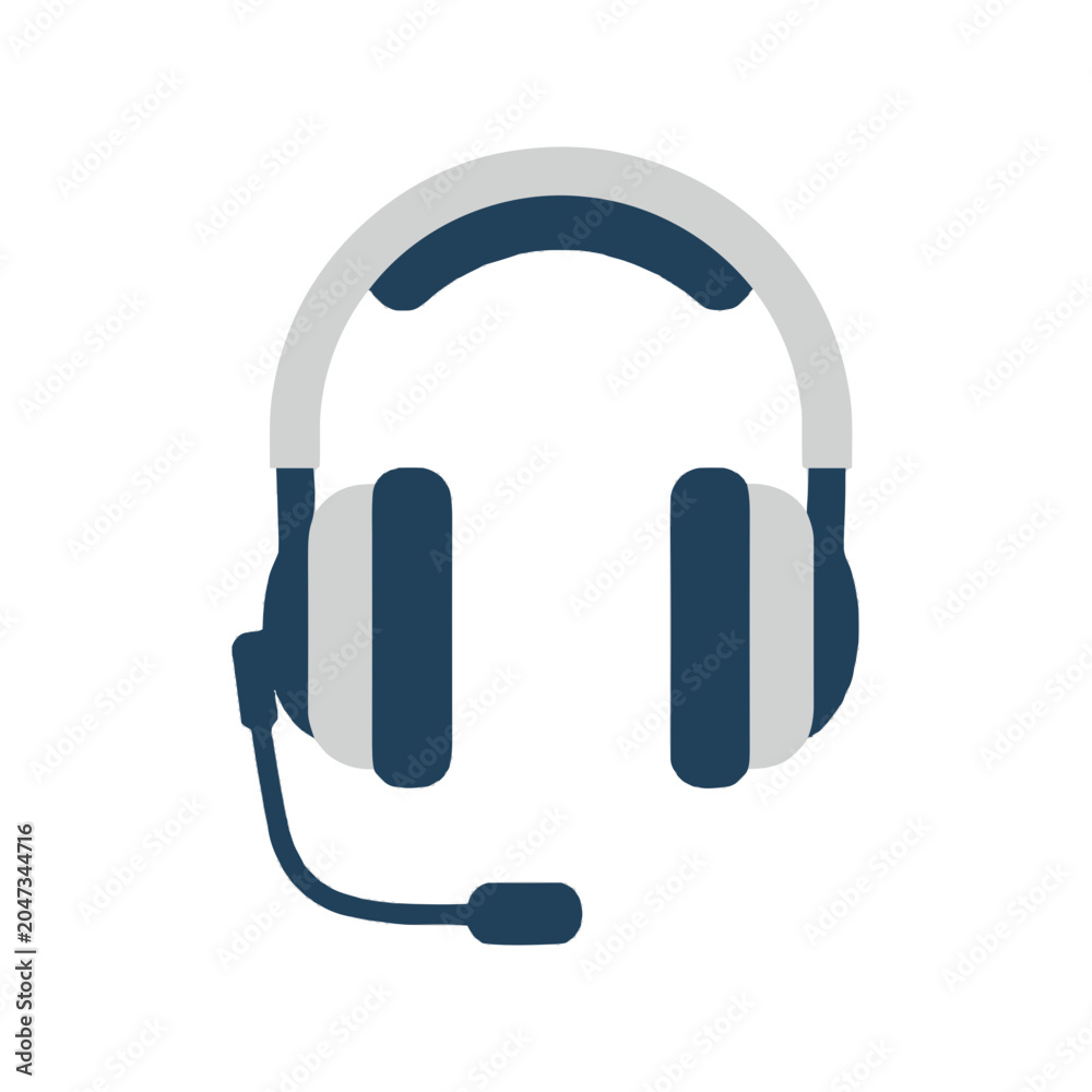 Fototapeta premium Headphones with Microphone and Cord.