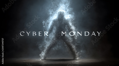 Cyber monday smoke figure abstract dark concept