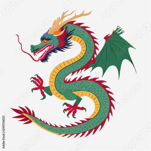 Green Chinese Dragon Illustration
