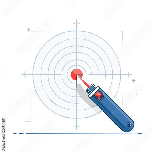 Laser pointer aiming at the bullseye of a target