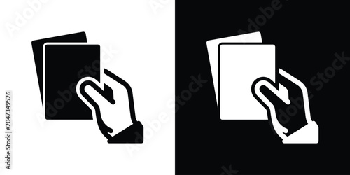 Foto Hand holding penalty cards vector icon