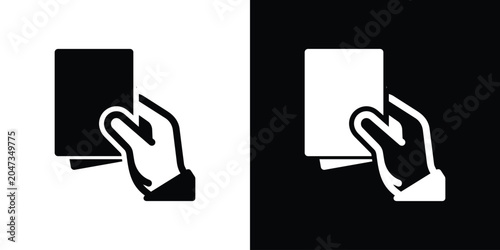 Quadro su tela Hand holding penalty cards vector icon