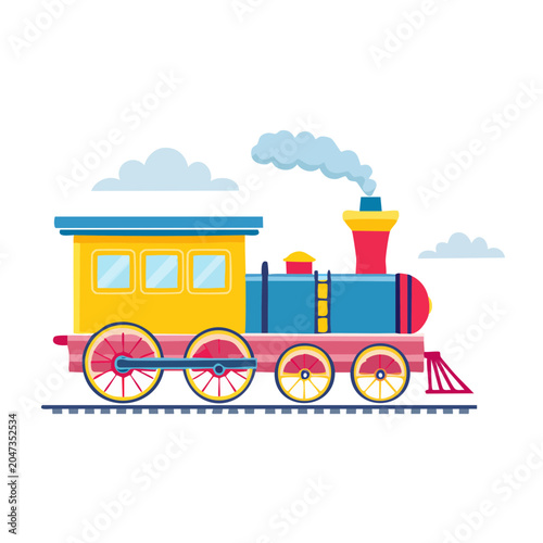 Colorful cartoon steam train illustration