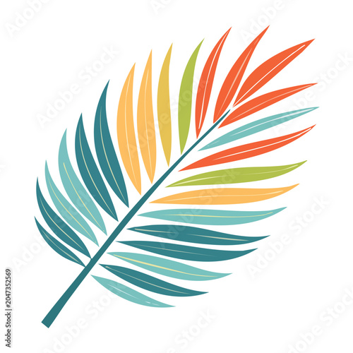 Colorful flat design palm leaf illustration