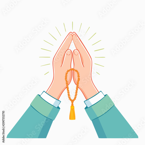 Hands praying with prayer beads