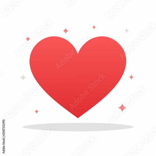 Red Heart Icon with Sparkles