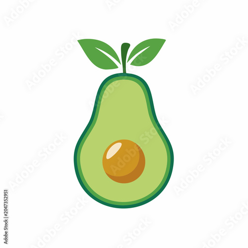 Stylized Avocado Icon with Leaves