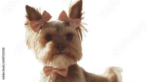 Mini Yorkie Plush with Cute Bows