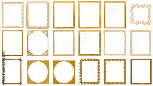 Collection Of Decorative Picture Frames In Golden And Brown Tones Vector Illustration ornate vintage