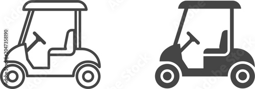 Canvas Print Golf cart vector icon collection isolated, electric buggy vehicle and leisure tr