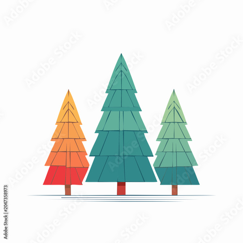 Stylized Evergreen Trees with Gradient Colors
