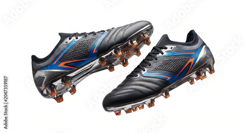 Quadro su tela Professional Soccer Cleats on White Background with Dynamic Shadow and Sporty De