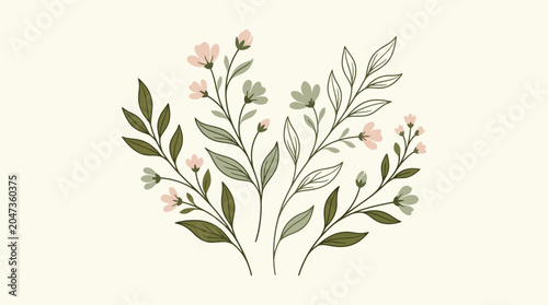 Delicate floral botanical illustration design.