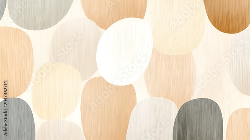 Wall art muji scandi abstract organic shapes pattern with wood grain texture in neutral beige and grey tones for modern interior design