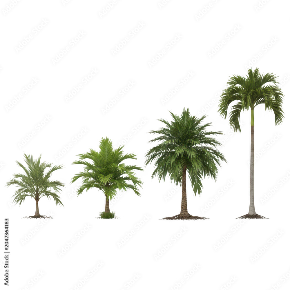 Fototapeta premium A serene tropical landscape with three palm trees on a small island