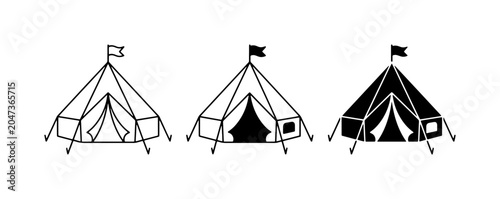 Camping Tent Icons, Outdoor Shelter Vector Graphics, Adventure Gear Set