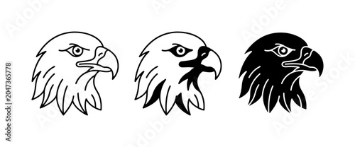 Eagle Head Icons, Vector Graphics, Bird of Prey Symbols, Wildlife Art