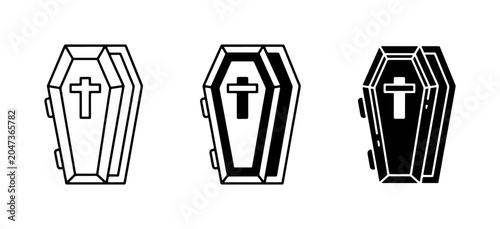 Tableau sur toile Coffin Icons Set, Funeral Vector Graphics, Gothic Burial Symbols, Death Icons