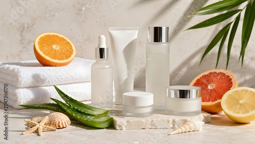 Close-up of natural skincare products