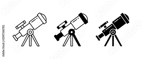 Принти на полотні Telescope Icons, Astronomy Equipment, Space Exploration Tools, Scientific Instru
