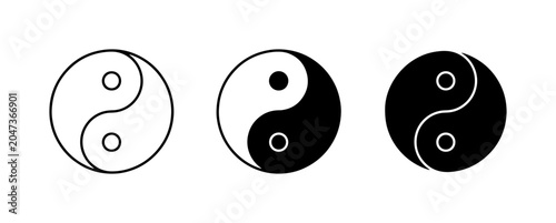 Yin Yang Symbols, Balance Icons, Harmony Graphics, Taoism Philosophy, Black and White