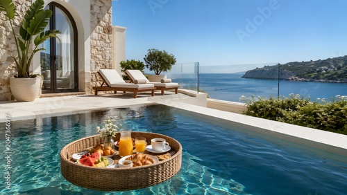 Aesthetic poolside breakfast vibes