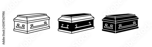 Photography Coffin Icons, Funeral Casket Vector Graphics, Death Symbol Illustrations