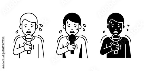 Foto Nervous Speaker Icons, Public Speaking Anxiety, Stage Fright, Performance Stress