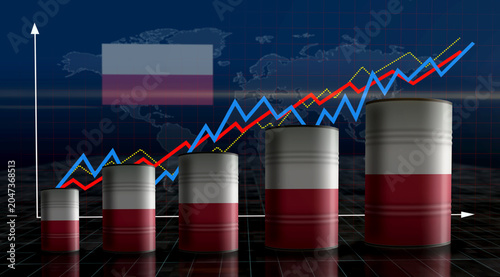Fotografía Poland oil crude petroleum fuel barrels on chart