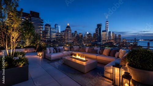Evening fire pit lounge nyc landscape