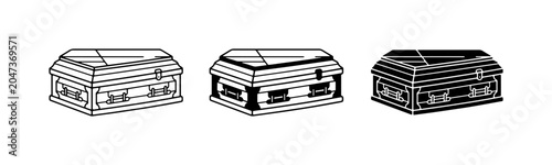Fotografía Coffin Icons Set, Funeral Casket Vector Graphics, Death Symbol Illustrations