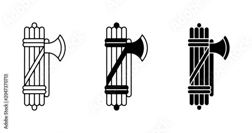 Tableau sur toile Fascist Symbol Vector Icons, Roman Fasces Emblem, Axe and Rod Bundle Graphics